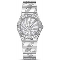 Replica Omega Constellation Quartz 27mm Mother of Pearl Dial Diamond White Gold Women‘s Watch 123.55.27.60.55.012