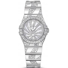 Replica Omega Constellation Quartz 27mm Mother of Pearl Dial Diamond White Gold Women‘s Watch 123.55.27.60.55.012