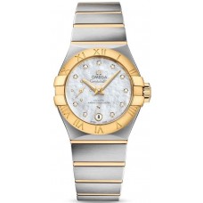 Replica Omega Constellation Co-Axial Master Chronometer 18k Yellow Gold Mother of Pearl Diamond Dial Women‘s Watch 127.20.27.20.55.002