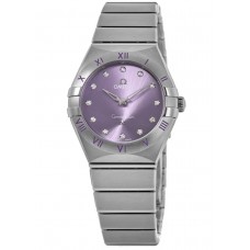 Replica Omega Constellation Quartz 28 MM Purple Diamond Dial Steel Women‘s Watch 131.10.28.60.60.002