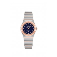 Replica Omega Constellation Manhattan Quartz 25mm Blue Dial Diamond Rose Gold and Women‘s Watch 131.20.25.60.53.002