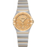 Replica Omega Constellation Manhattan Quartz 25mm Champagne Dial Diamond Yellow Gold and Women‘s Watch 131.20.25.60.58.001