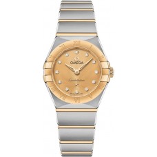 Replica Omega Constellation Manhattan Quartz 25mm Champagne Dial Diamond Yellow Gold and Women‘s Watch 131.20.25.60.58.001