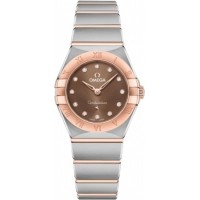 Replica Omega Constellation Manhattan Quartz 25mm Brown Dial Diamond Rose Gold and Women‘s Watch 131.20.25.60.63.001