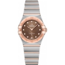 Replica Omega Constellation Manhattan Quartz 25mm Brown Dial Diamond Rose Gold and Women‘s Watch 131.20.25.60.63.001