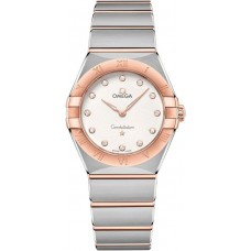 Replica Omega Constellation Manhattan Quartz 28mm Silver Dial Diamond Rose Gold and Women‘s Watch 131.20.28.60.52.001