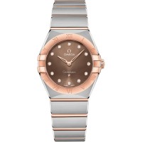 Replica Omega Constellation Manhattan Quartz 28mm Brown Dial Diamond Rose Gold and Women‘s Watch 131.20.28.60.63.001