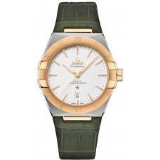 Replica Omega Constellation Co-Axial Master Chronometer Silver Dial 18K Yellow Gold Green Men‘s Watch 131.23.39.20.02.002