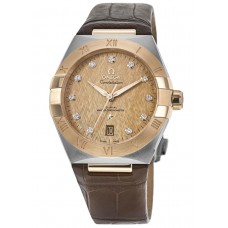 Replica Omega Constellation Co-Axial Master Chronometer Champagne Diamond Dial Brown Men‘s Watch 131.23.39.20.58.001