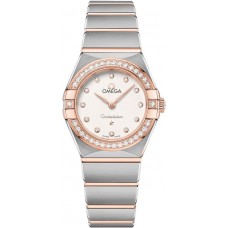 Replica Omega Constellation Manhattan Quartz 25mm Silver Dial Diamond Rose Gold and Women‘s Watch 131.25.25.60.52.001