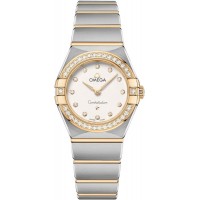 Replica Omega Constellation Manhattan Quartz 25mm Silver Dial Diamond Yellow Gold and Women‘s Watch 131.25.25.60.52.002