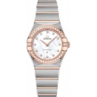 Replica Omega Constellation Manhattan Quartz 25mm Mother of Pearl Dial Diamond Rose Gold and Women‘s Watch 131.25.25.60.55.001