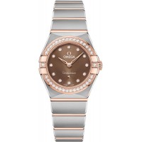 Replica Omega Constellation Manhattan Quartz 25mm Brown Dial Diamond Rose Gold and Women‘s Watch 131.25.25.60.63.001