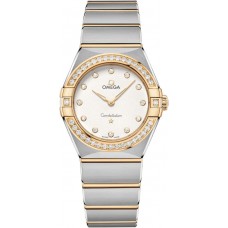 Replica Omega Constellation Manhattan Quartz 28mm Silver Dial Diamond Yellow Gold and Women‘s Watch 131.25.28.60.52.002