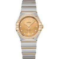 Replica Omega Constellation Manhattan Quartz 28mm Champagne Dial Diamond Yellow Gold and Women‘s Watch 131.25.28.60.58.001