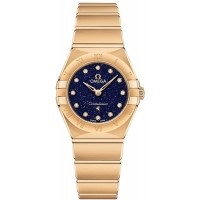 Replica Omega Constellation Manhattan Quartz 25mm Blue Dial Diamond Yellow Gold Women‘s Watch 131.50.25.60.53.001