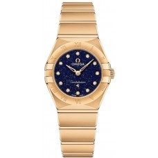 Replica Omega Constellation Manhattan Quartz 25mm Blue Dial Diamond Yellow Gold Women‘s Watch 131.50.25.60.53.001