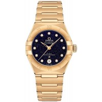 Replica Omega Constellation Manhattan Chronometer 29mm Blue Dial Diamond Yellow Gold Women‘s Watch 131.50.29.20.53.002