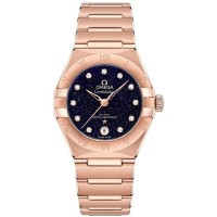 Replica Omega Constellation Manhattan Chronometer 29mm Blue Dial Diamond Rose Gold Women‘s Watch 131.50.29.20.53.003