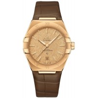 Replica Omega Constellation Co-Axial Master Chronometer Champagne Dial Yellow Gold Brown Men‘s Watch 131.53.39.20.08.001