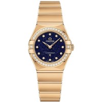 Replica Omega Constellation Manhattan Quartz 25mm Blue Dial Diamond Yellow Gold Women‘s Watch 131.55.25.60.53.001