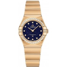 Replica Omega Constellation Manhattan Quartz 25mm Blue Dial Diamond Yellow Gold Women‘s Watch 131.55.25.60.53.001