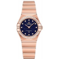 Replica Omega Constellation Manhattan Quartz 25mm Blue Dial Diamond Rose Gold Women‘s Watch 131.55.25.60.53.002