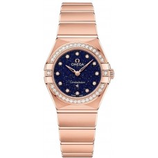 Replica Omega Constellation Manhattan Quartz 25mm Blue Dial Diamond Rose Gold Women‘s Watch 131.55.25.60.53.002