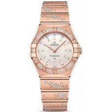 Replica Omega Constellation Manhattan Quartz 28mm Mother of Pearl Dial Diamond Rose Gold Women‘s Watch 131.55.28.60.99.001