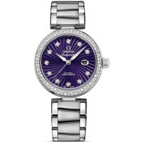 Replica Omega De Ville Ladymatic Purple Dial Diamond Steel Women‘s Watch 425.35.34.20.60.001