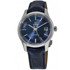 Replica Omega De Ville Hour Vision Automatic Blue Dial Blue Leather Men‘s Watch 433.33.41.21.03.001