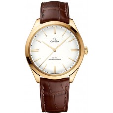 Replica Omega De Ville Chronometer Ivory Dial 18K Yellow Gold Brown Men‘s Watch 435.53.40.21.09.001