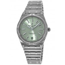 Replica Breitling Chronomat Automatic 36 Green Dial Diamond Bezel Steel Women‘s Watch A10380591L1A1