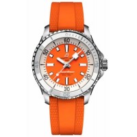 Replica Breitling Superocean Automatic 36 Orange Dial Rubber Strap Women‘s Watch A1737721101S1