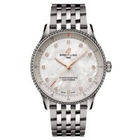 Replica Breitling Navitimer 32 Mother of Pearl Diamond Dial Steel Women‘s Watch A77320E61A2A1