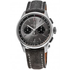 Replica Breitling Premier B01 Chronograph 42 Grey Dial Anthracite Nubuck Men‘s Watch AB0118221B1X2