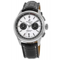 Replica Breitling Premier B01 Chronograph 42 Silver Dial Crocodile Men‘s Watch AB0118221G1P2