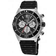 Replica Breitling Super Chronomat B01 44 Black Dial Rubber Strap Men‘s Watch AB0136251B1S1