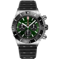 Replica Breitling Super Chronomat B01 44 Green Dial Rubber Strap Men‘s Watch AB0136251L1S1