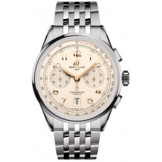 Replica Breitling Premier B01 Chronograph 42 Cream Dial Steel Men‘s Watch AB0145211G1A1