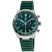 Replica Tag Heuer Carrera Chronograph Calibre Heuer 02 Green Dial Rubber Strap Men‘s Watch CBN2A1N.FT6238