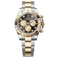 Replica Rolex Cosmograph Daytona and Yellow Gold Black and Golden Diamond-Set Dial Men‘s Watch M126503-0002