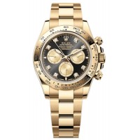 Replica Rolex Cosmograph Daytona Yellow Gold Black and Golden Diamond-Set Dial Men‘s Watch M126508-0003