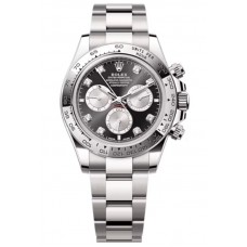 Replica Rolex Cosmograph Daytona White Gold Black and Steel Diamond-Set Dial Men‘s Watch M126509-0002