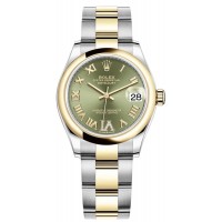 Replica Rolex Datejust 31 and Yellow Gold Olive Green Roman Diamond Dial Women‘s Watch M278243-0015