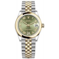 Replica Rolex Datejust 31 and Yellow Gold Olive Green Roman Diamond Dial Women‘s Watch M278243-0016