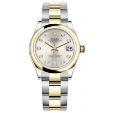 Replica Rolex Datejust 31 and Yellow Gold Silver Diamond Dial Women‘s Watch M278243-0019