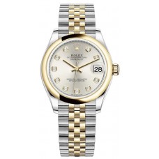 Replica Rolex Datejust 31 and Yellow Gold Silver Diamond Dial Women‘s Watch M278243-0020