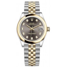 Replica Rolex Datejust 31 and Yellow Gold Dark Grey Diamond Dial Women‘s Watch M278243-0022