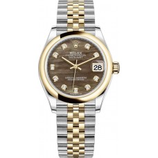 Replica Rolex Datejust 31 and Yellow Gold Black Mother-of-Pearl Diamond Dial Women‘s Watch M278243-0024